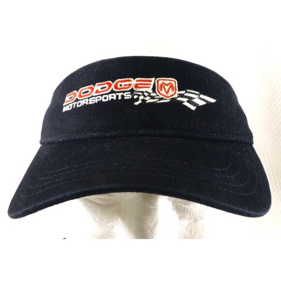 Dodge Motorsports Racing Visor Ram Checkered Flag DP Racing Black Hat Strapback - Picture 1 of 8
